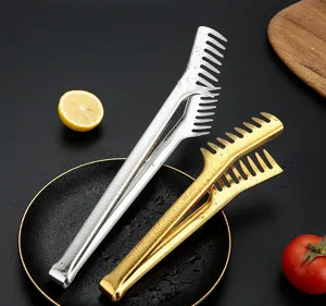 Stainless steel pasta tongs comb shaped food tongs for barbecue steak buffet kitchen cooking utensils