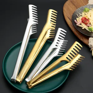 Stainless steel pasta tongs comb shaped food tongs BBQ steak buffet kitchen cooking tools