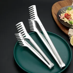 Stainless steel pasta tongs set comb food tongs kitchen barbecue steak buffet serving utensils