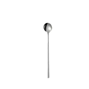 Cucchiaio rotondo in acciaio inossidabile a manico lungo per caffè, dessert e cucina.