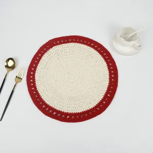 Ronde gehaakte katoenen placemat, minimalistische Japanse stijl hittebestendige tafelmat.
