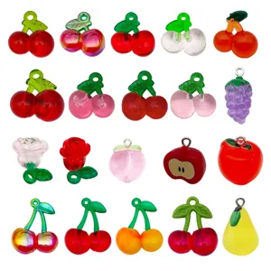 Miniature acrylic fruit charms pendants for DIY handmade jewelry crafts making accessories.
