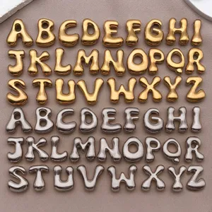 Breloques Lettres de l'Alphabet Bulle en Acier Inoxydable 3D Accessoires de Bijoux DIY Pendentifs Ballon Mignons pour Collier