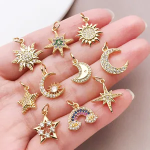 18K vergulde ster en regenboog zirkonia bedels details voor uw unieke sieraden maken.