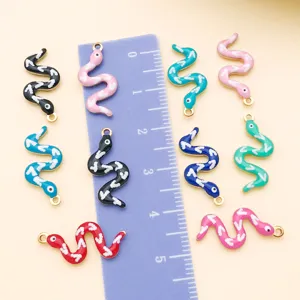 Colorful enamel S-shaped snake charms pendant DIY jewelry accessories for earrings necklace