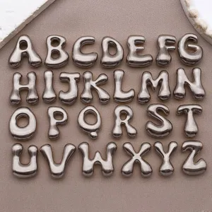Pendatifs lettres alphabet bulle 3D en acier inoxydable pour accessoires bijoux DIY