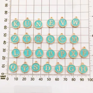 Enamel alphabet zinc alloy pendant charms for DIY bracelet necklace jewelry making.