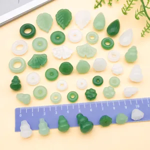 Cuentas de vidrio verde blanco calabaza hoja dijes para bricolaje joyas pulsera collar