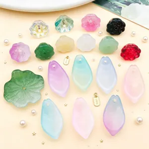 Czech Gradient Glass Lotus Petal Beads Lotus Leaf Seed Pendants For DIY Hairpins Jewelry Making Material Accessories