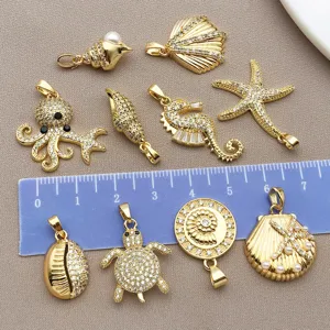 Ciondoli Serie Oceano Zircone Micro-incastonato Placcato Oro 18K Accessori Gioielli Fai da Te