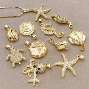 Ciondoli oceanici in zircone micro incastonato dorati per accessori di gioielleria fai