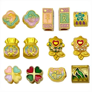 Accessori per gioielli fai da te oro opaco olio goccia borsa portafortuna koi trifoglio perle
