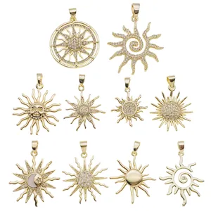 Ciondolo sole placcato oro collana accessori zirconi cubici elementi celesti