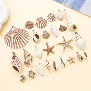 Acrylic white brown shell starfish turtle pendants DIY jewelry crafting accessories