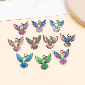Colorful enamel hummingbird charms zinc alloy DIY pendants for bracelet necklace jewelry making.