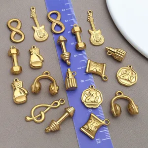 Edelstahl Gold DIY Schmuck Anhänger Detail, Metall Accessoire für Armband Herstellung.
