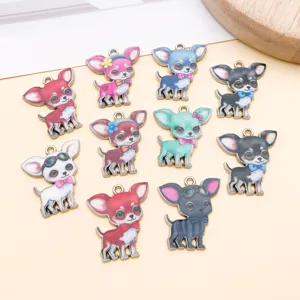 Leuke cartoon Chihuahua hond legering emaille hanger DIY armband ketting sieraden access