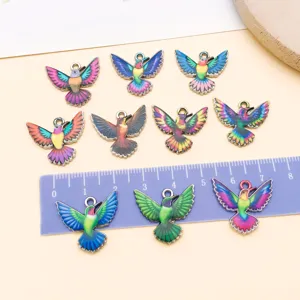 Colorful enamel hummingbird alloy charms pendants for DIY handmade bracelet jewelry making