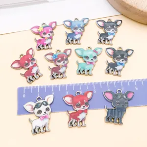 Leuke schattige cartoon chihuahua puppy legering bedels druppel olie DIY armband ketting setjes