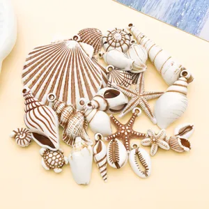 Acrylic white brown seashell starfish charms DIY jewelry making pendants 25 styles