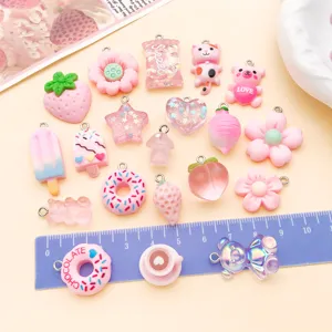 Leuke roze hars bedels hangers set voor DIY handgemaakte armbanden sieraden maken.
