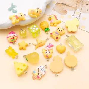 Pendatifs de dessin animé en résine jaune jolis breloques sirène pour bijoux faits main
