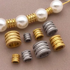 Edelstahl strukturiert Netz Rohre Abstandhalter Perle Detail Ansicht fur DIY Schmuck Zubehoer