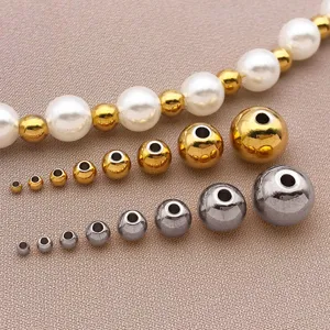 Perles en métal en acier inoxydable, espaceurs dorés et aciérés pour bijoux DIY faits main.