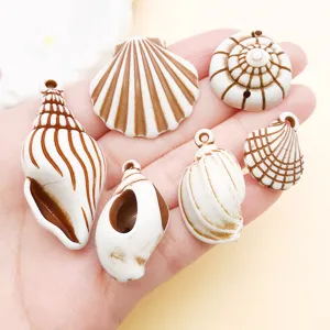 Acrylic brown white shell charms pendants DIY jewelry making accessories fashion craft items