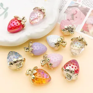 Acrylic resin 3D strawberry charms colorful DIY necklace bracelet earring jewelry making
