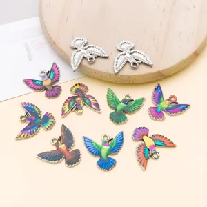Colorful enamel hummingbird alloy charms for DIY handmade bracelets necklaces jewelry making