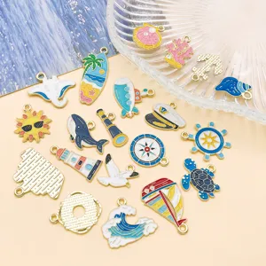 Emaille Ozean Thema Anhänger Metall Charms Set für DIY Schmuckherstellung und Schlüsselanhänger