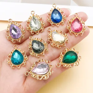 9 Farben Tropfen Strass Anhänger gold Metall DIY handgemachte Schmuck Zubehör kaufen