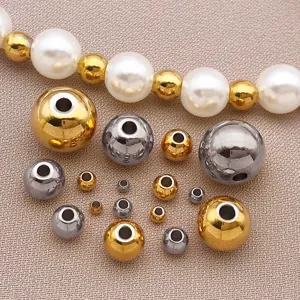 Perles d'espacement en acier inoxydable couleur or et acier pour bracelet collier DIY bijoux