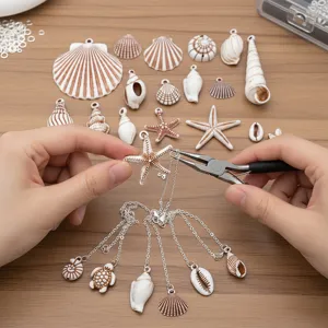 DIY acrylic sea shell starfish turtle charms pendants for jewelry making necklace crafts