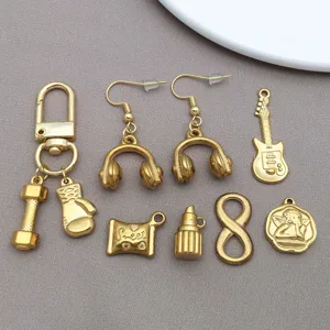Edelstahl Gold DIY Schmuck Charms Zubehör, Gitarre, Kopfhörer, Lippenstift Anhänger.