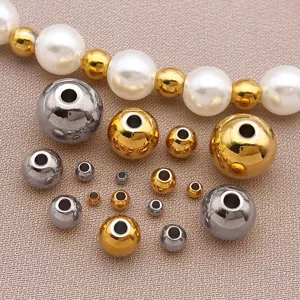 Perles d'espacement massives en acier inoxydable couleur or et acier accessoires