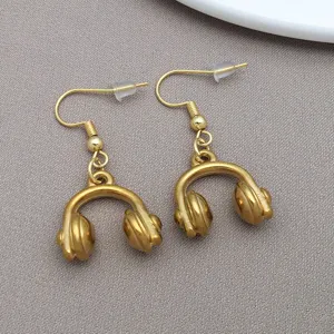 Edelstahl goldene Kopfhörer Ohrringe trendige Musik Schmuck Accessoires für Damen