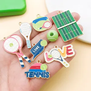 Süße Cartoon Tennis Thema Emaillierte Charms DIY Schmuck Zubehör für Armband Basteln