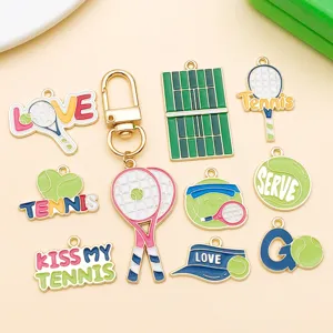 Cartoon Tennis Emaill Charms Anhänger Legierung DIY Schmuck Zubehör Set für Schlüsselring.