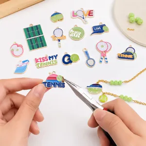 Tennis Anhänger Emaillierte Pendants DIY Schmuckherstellung Zubehör Schläger Bälle