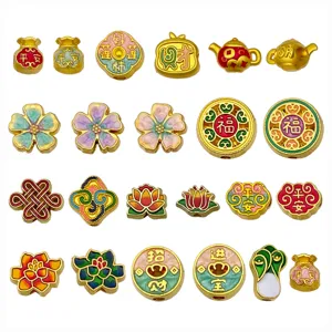 Chinese style matte gold alloy loose beads DIY handmade jewelry accessories main image