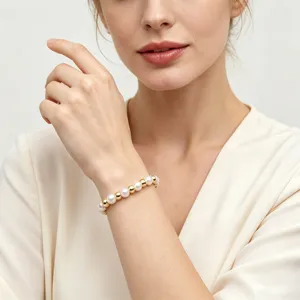 Elegant pearl and gold bead alternating bracelet fashion wrist accessory for women chic stylish