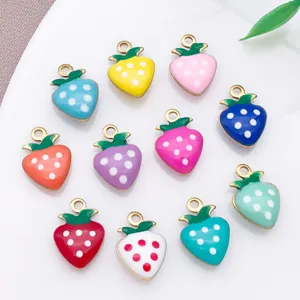 Roestvrij staal verguld emaille aardbei bedels hanger voor DIY sieraden maken accessoires