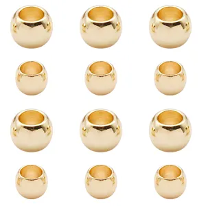 DIY gold plated metal beads large hole spacer beads for bracelet necklace jewelry making 50pcs