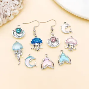 Tema oceano medusa delfino coda sirena lega ciondolo gioielli dettaglio accessori fai da te