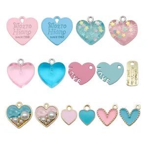 DIY pink blue heart jewelry charms pendants for keychain bracelet necklace crafts main view