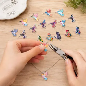 DIY jewelry accessories 20 styles colorful oil drip printed hummingbird zinc alloy charms