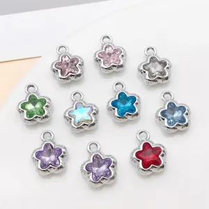 Pendentifs breloques en alliage d'étoiles de cristal colorées pour accessoires de bijoux.