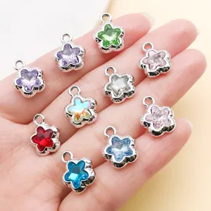 Breloques étoile fleur strass en alliage de zinc pendentifs bijoux DIY pour colliers